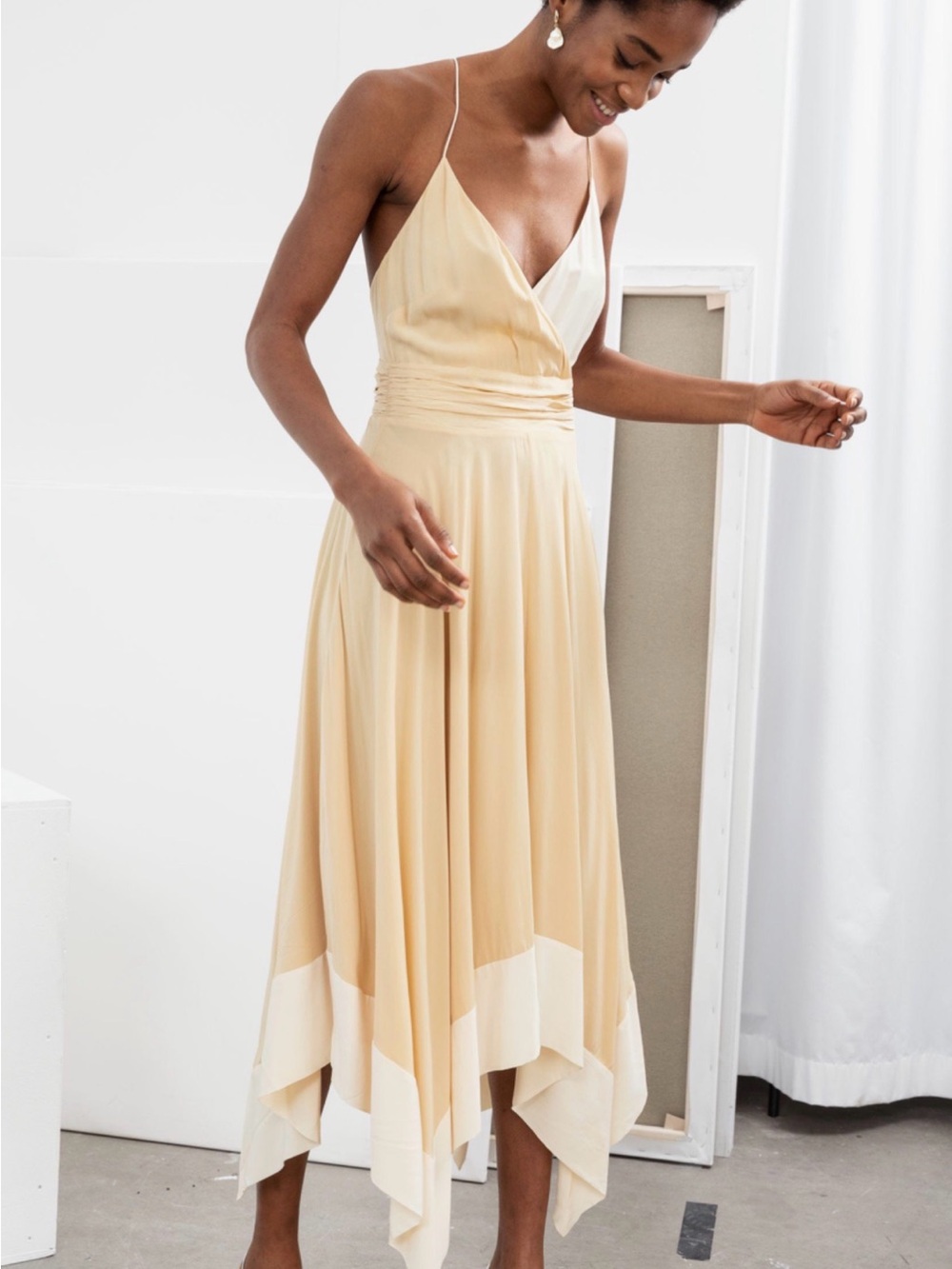 & Other Stories Duo Toned Handkerchief Midi Dress